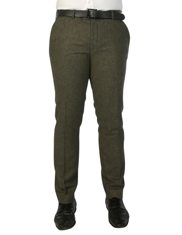 Men's Wool Blend Tweed Formal Trousers - Infinity Leather
