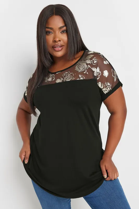 Foil Floral Print Top - Yours
