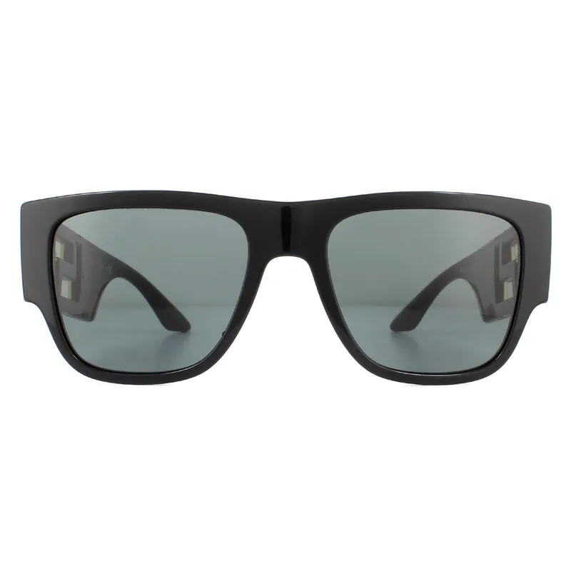 Rectangle Black Dark Grey Sunglasses - Versace
