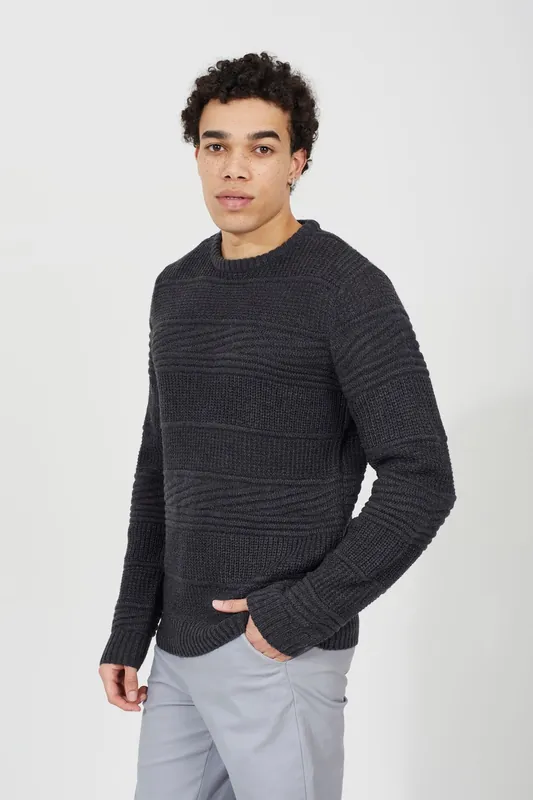 Crew Neck Textured Knit Jumper - Brave Soul
