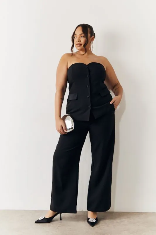 Black Tailored Wide Leg Trouser - In The Style