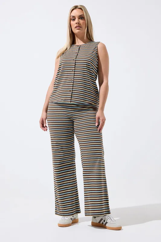 Striped Wide Leg Trousers - Yours