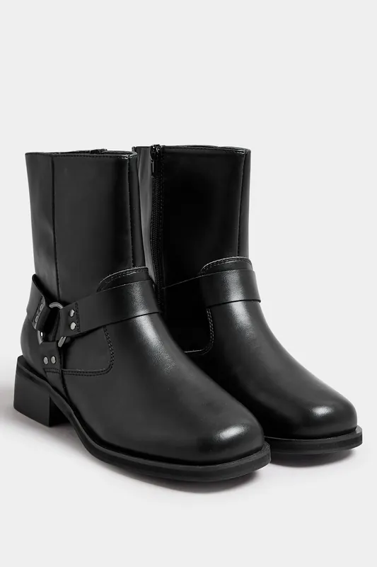 Extra Wide Fit Square Toe Biker Boots - Yours
