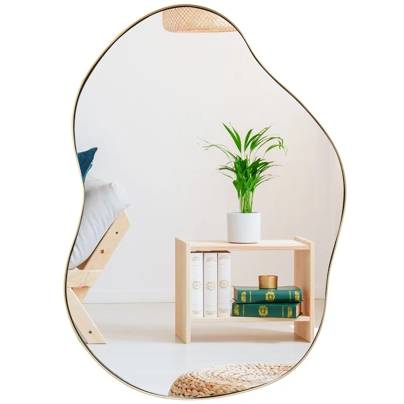 Irregular Wall Mirror Metal Frame Asymmetrical Mirror Decorative Vanity Mirror - Costway