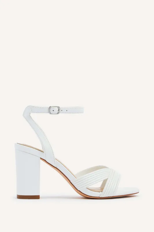 City White Faux Leather Heeled Sandals - Linzi