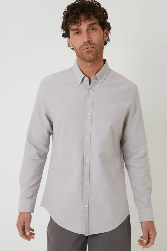 Oxford Cotton Slim Fit Long Sleeve Shirt - Threadbare