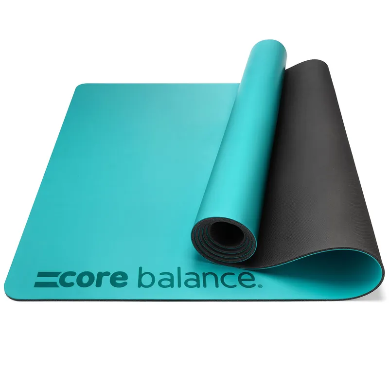 Rubber Yoga Mat Exercise Fitness Non Slip Extra Wide With Strap - Core Balance