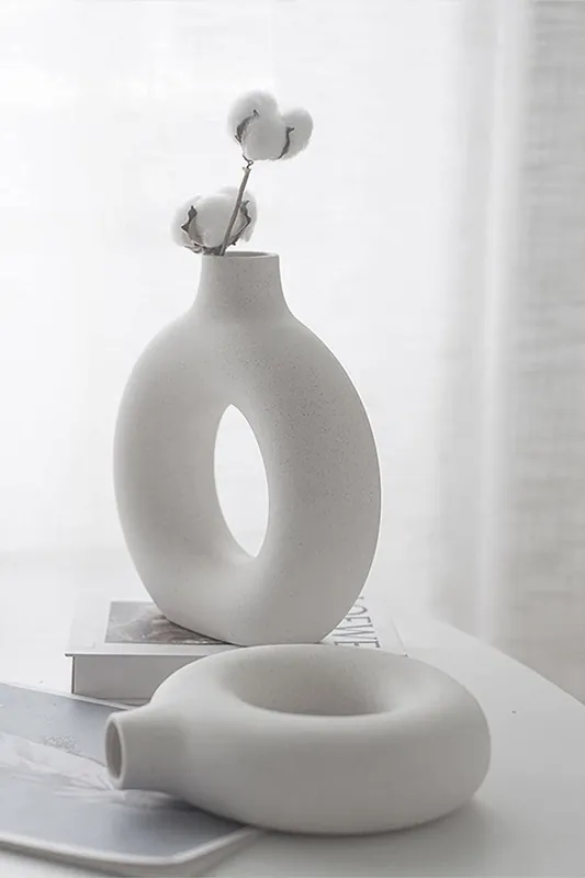 Nordic Style Circular Donut With Hollow Design Circular Vase Medium - Living and Home