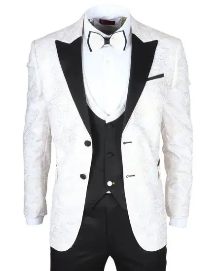 Men's 4 Piece Paisley Wedding Suit Tailor Fit - Infinity Leather