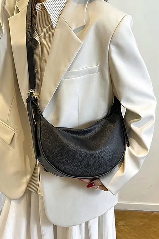 'Kacie' Crescent Shape Shoulder Bag With Crossbody Strap - XY London