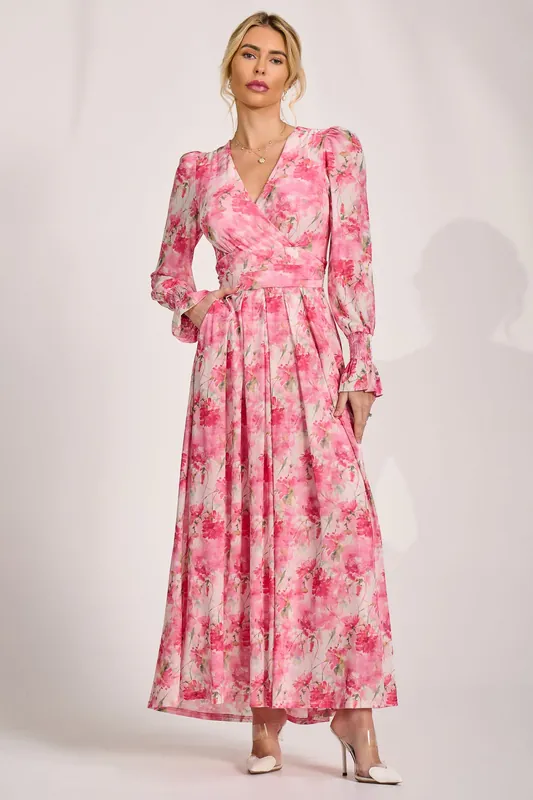 Long Sleeve Dip Hem Mesh Maxi Dress - Jolie Moi