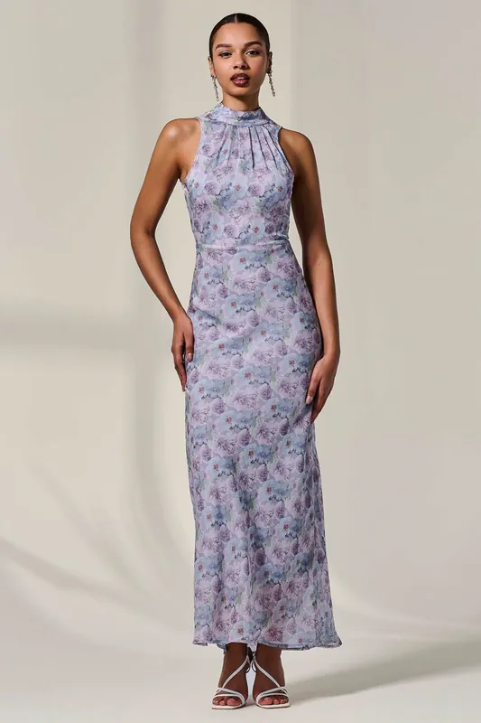 Chiffon Halter Neck Maxi Dress - Jolie Moi