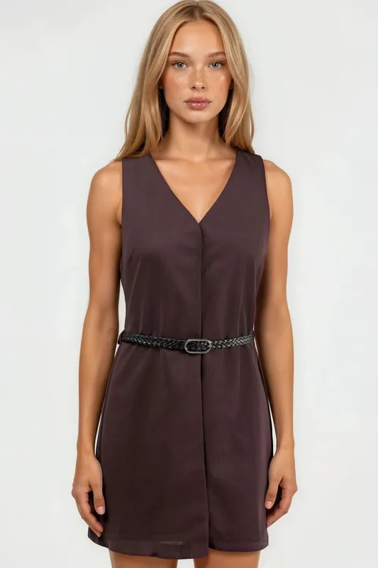 V-Neck A-Form Fit Mini Dress