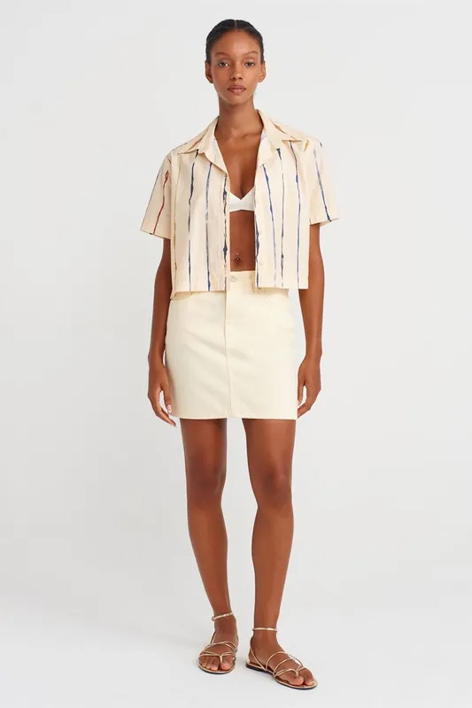 High-Waist Mini Denim Skirt