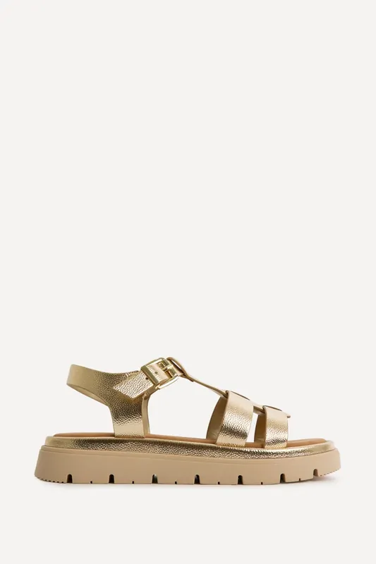 Adventure Gold Gladiator Flat Sandals - Linzi