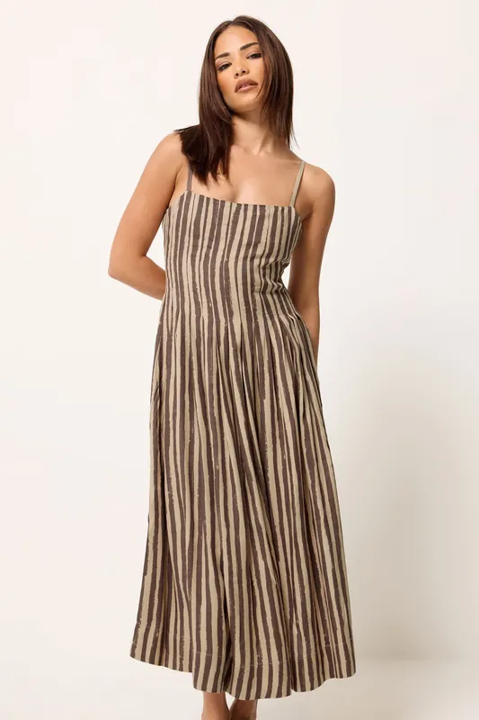 Petite Stripe Midi Dress - PixieGirl