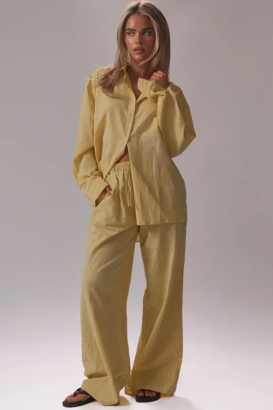 Wide Leg Striped Trousers - EGO