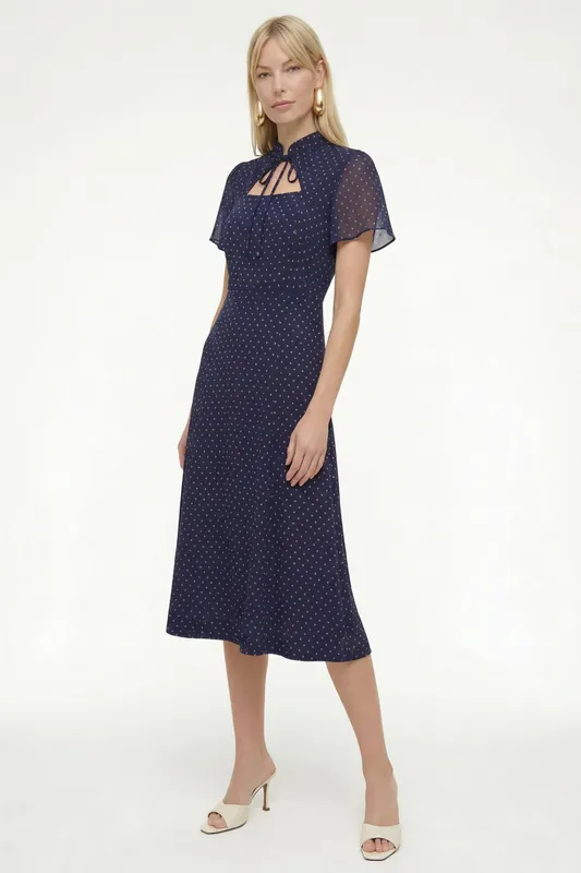 Primrose Garden Polka Dot Print Midi Dress - Lily and Lionel