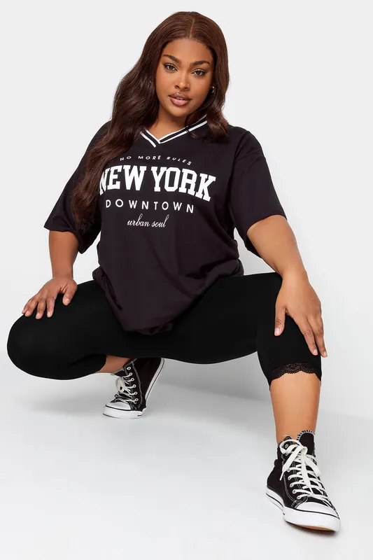 Lace Trim Crop Leggings - Yours