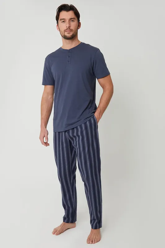 Stripe Grandad Fit Pyjama Set - Threadbare