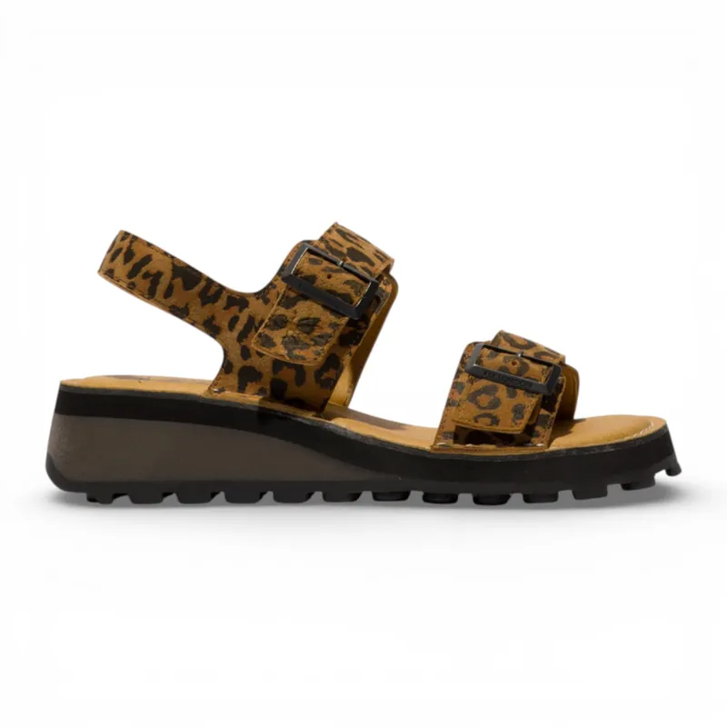 Fly London HEIF558FLY Leather Wedge Buckle Sandals - Infinity Leather