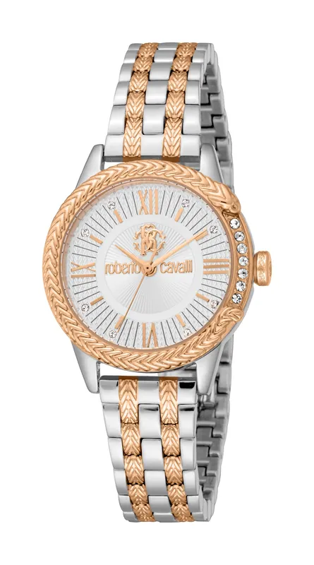 Women Stainless Steel Two Tone Silver & Rose Gold Color Watch - Roberto Cavalli