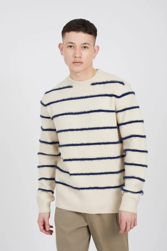 High Crew Neck Striped Knit Jumper - Brave Soul