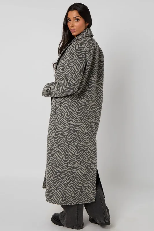 Longline Zebra Formal Coat - Urban Bliss