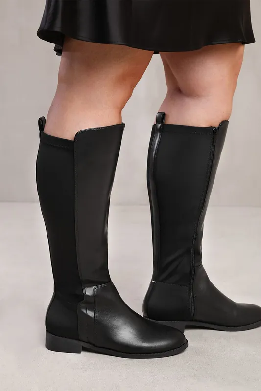 Parker' Stretch Wide Calf Knee High Boots With Side Zip - Where's That From