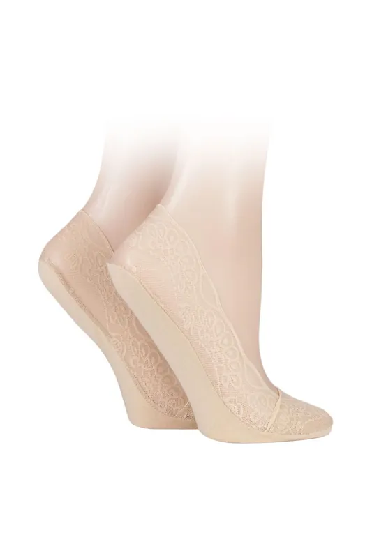 2 Pair Lace Shoe Liner Socks with Grip - ELLE