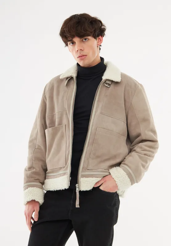 Real Suede Shearling Patch Jacket - Bolongaro Trevor