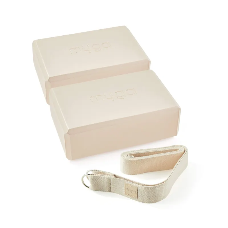 2 Yoga Blocks and Strap Set - Myga
