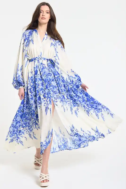 Blue Floral Maxi Dress - Liquorish