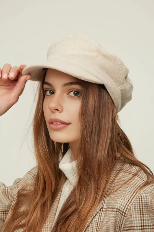 Brushed Wool Blend Baker Boy Cap Hat - WOVCOR