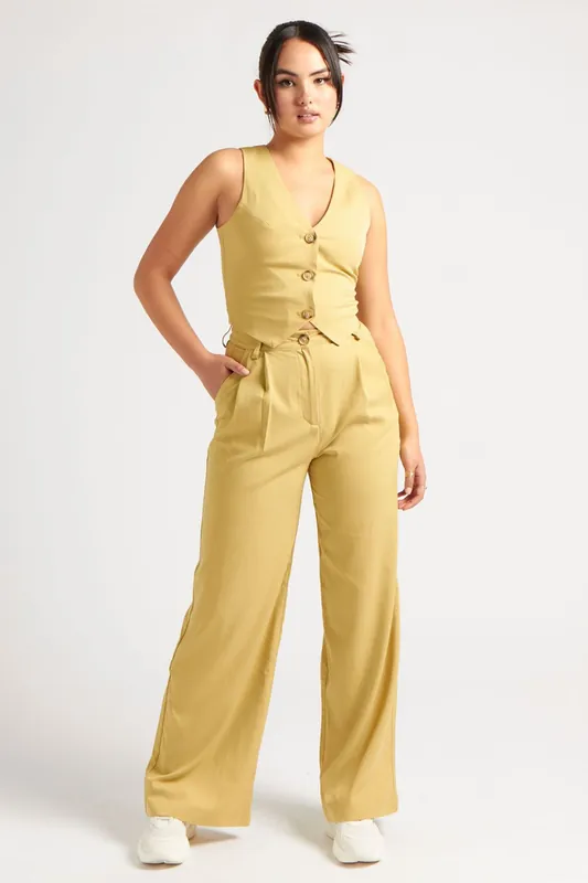 Lime Wide Leg Trouser - Urban Bliss