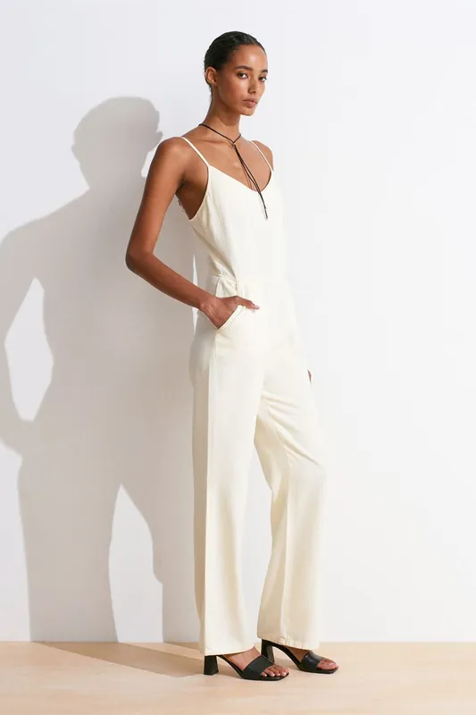 Belted Wide-leg V-neck Jumpsuit