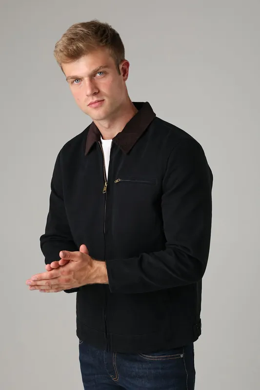 Cotton Canvas Worker Jacket With Cord Collar - Tokyo Laundry