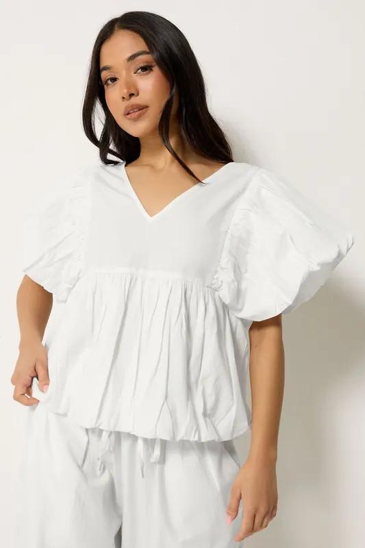 Petite Cotton Puff Sleeve Top - PixieGirl