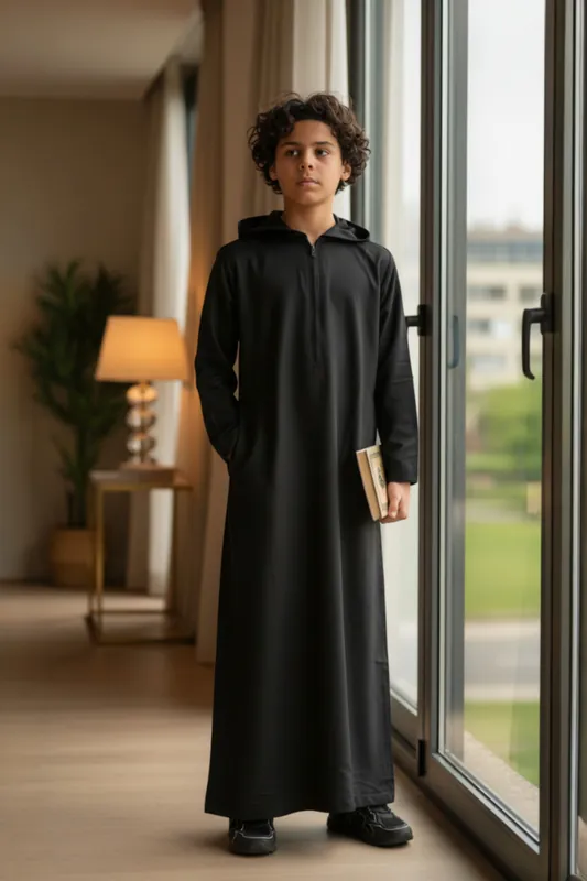 Hooded Eid Moroccan Jubba Robe Ramadan Eid Thobe LFS - K-HM12