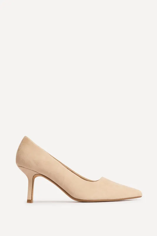 Aim Wide Fit Nude Faux Suede Court Heels - Linzi