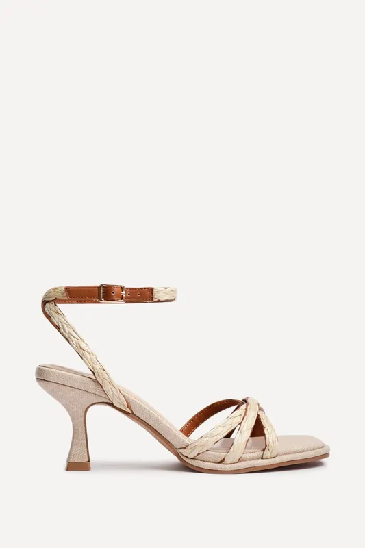 Faro Natural Raffia Strappy Heeled Sandals - Linzi