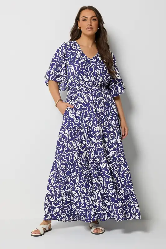 Leaf Print Tiered Maxi Dress - Yours