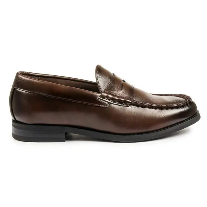Classic Penny Loafers PU Leather Slip-On Dress Shoes