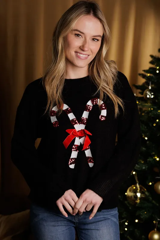 Crew Neck Sequin Graphic Christmas Jumper - Brave Soul