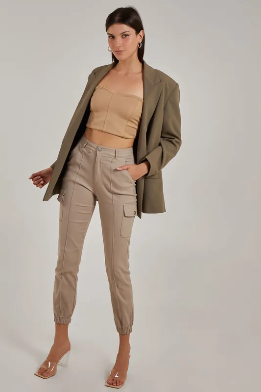 Utility Stretch Cargo Trousers - Pink Vanilla