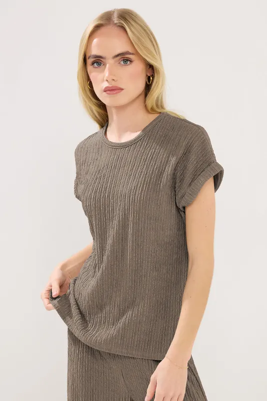 Petite Textured Short Sleeve Top - PixieGirl