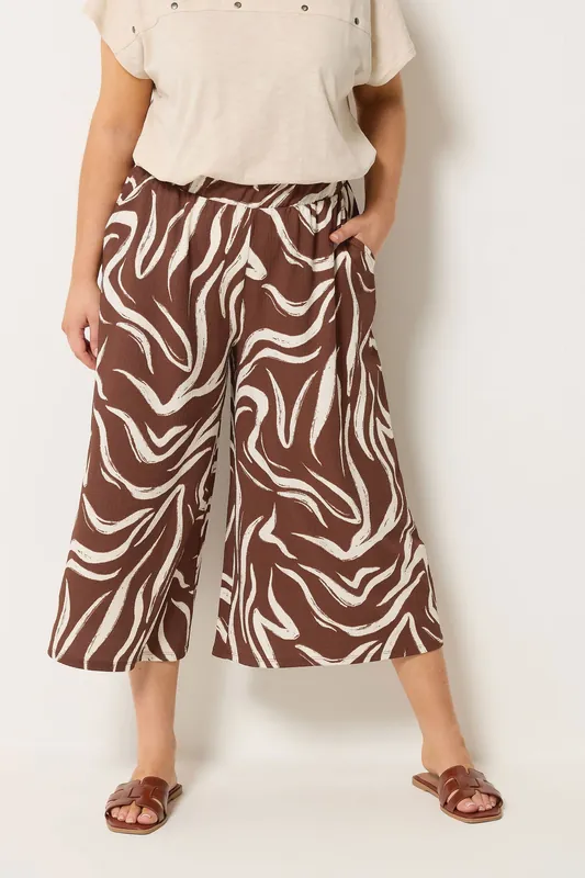 Abstract Cropped Wide Leg Trousers - Yours