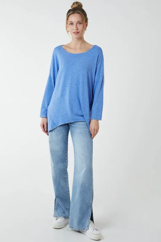 Oversize Soft Touch Cut And Sew Jumper - Blue Vanilla