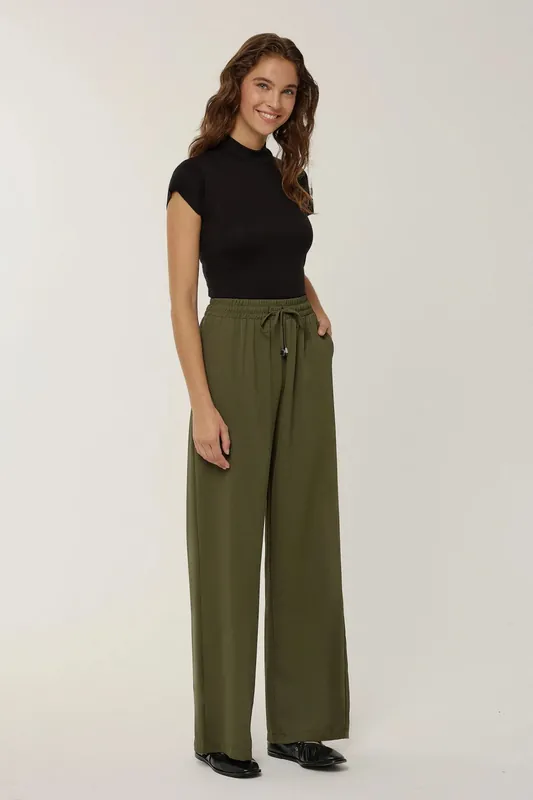 Elastic Waist Wide Leg Pants - Hiccup