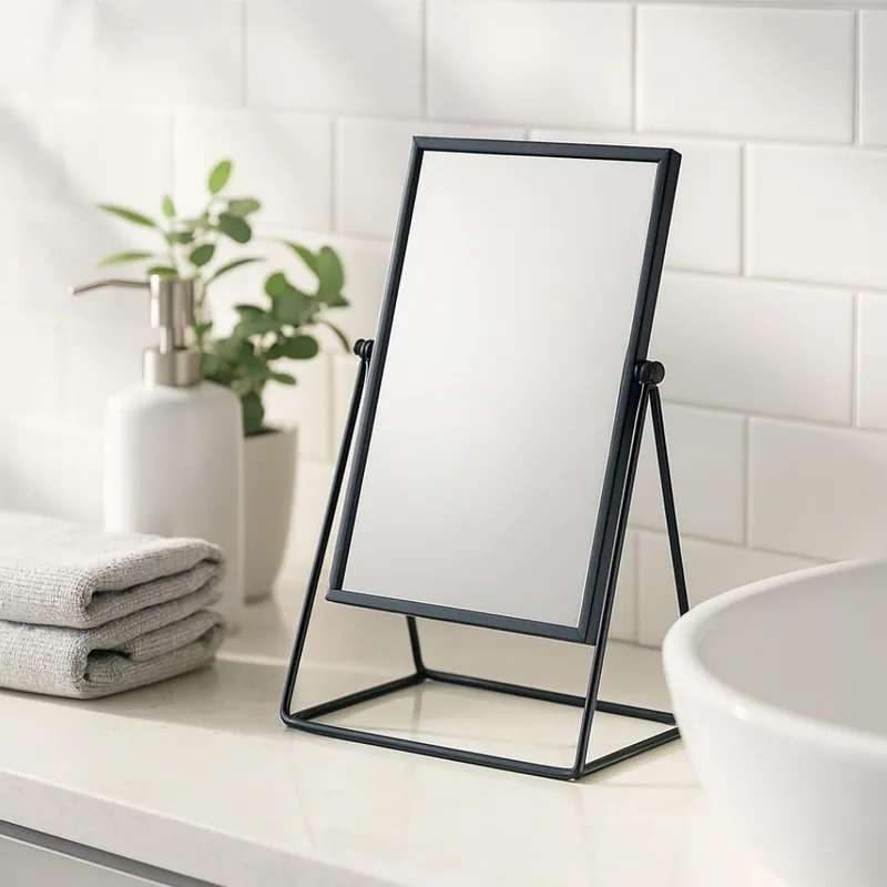 Black Rectangle Makeup Mirror Free Standing 22 x 39cm Pack of 1 - Havendro